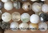 CTG2537 15.5 inches 4mm faceted round bamboo leaf agate beads