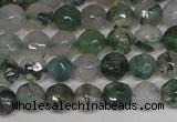 CTG301 15.5 inches 3mm faceted round ting moss agate beads