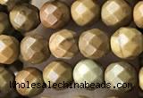 CTG3548 15.5 inches 4mm faceted round wooden jasper beads