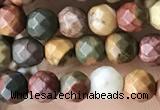 CTG3552 15.5 inches 4mm faceted round picasso jasper beads