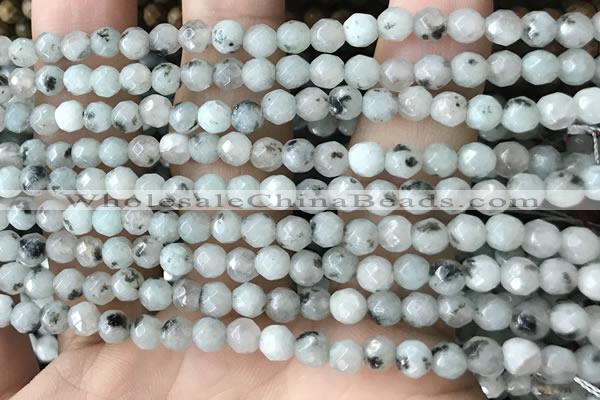 CTG3557 15.5 inches 4mm faceted round sesame jasper beads