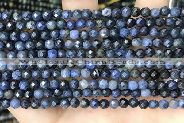 CTG3574 15.5 inches 4mm faceted round dumortierite beads