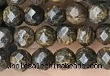 CTG3594 15.5 inches 4mm faceted round bronzite beads wholesale