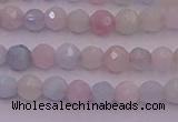 CTG505 15.5 inches 4mm faceted round tiny morganite beads