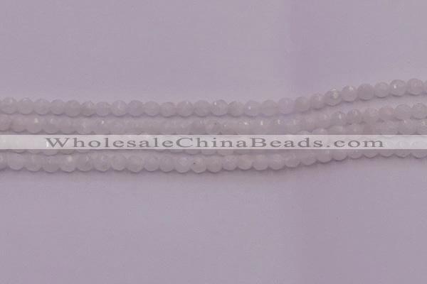 CTG506 15.5 inches 4mm faceted round tiny white moonstone beads