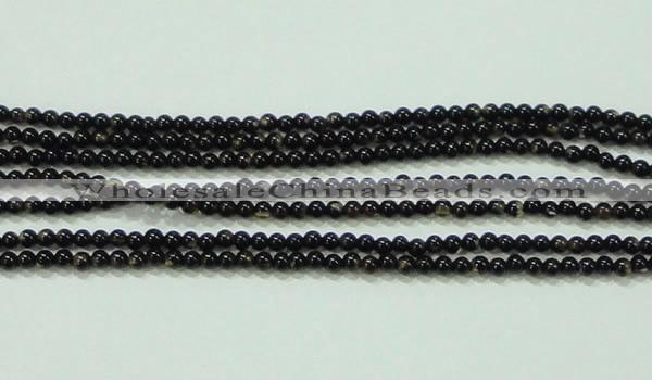 CTG51 15.5 inches 1.5mm round grade AB tiny black agate beads wholesale