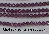 CTG619 15.5 inches 2mm faceted round Indian purple garnet beads