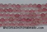 CTG625 15.5 inches 2mm faceted round strawberry quartz beads