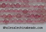 CTG626 15.5 inches 3mm faceted round strawberry quartz beads