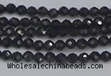 CTG642 15.5 inches 3mm faceted round golden black obsidian beads