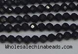 CTG644 15.5 inches 3mm faceted round black tourmaline beads