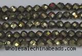 CTG646 15.5 inches 3mm faceted round golden pyrite beads