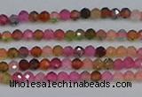 CTG651 15.5 inches 2mm faceted round tourmaline gemstone beads