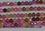 CTG652 15.5 inches 3mm faceted round tourmaline gemstone beads