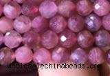 CTG708 15.5 inches 5mm faceted round tiny pink tourmaline beads