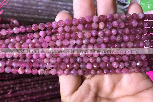 CTG708 15.5 inches 5mm faceted round tiny pink tourmaline beads