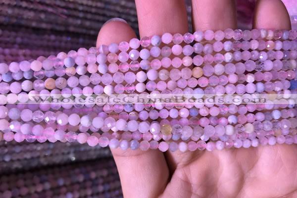 CTG711 15.5 inches 3mm faceted round tiny morganite beads