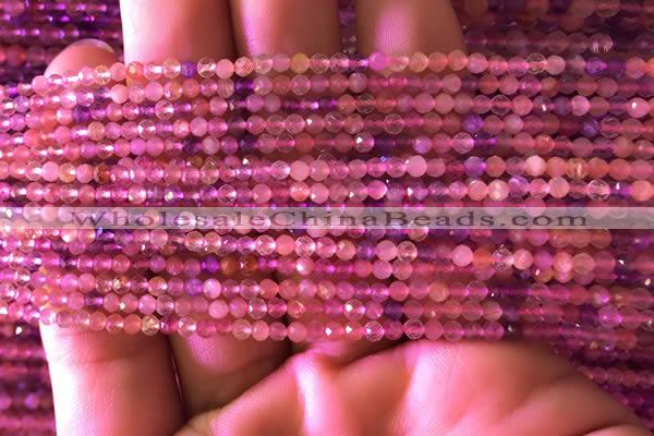 CTG740 15.5 inches 2mm faceted round tiny mixed quartz beads