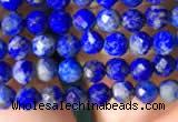 CTG783 15.5 inches 4mm faceted round tiny lapis lazuli beads wholesale