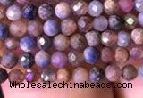 CTG797 15.5 inches 2mm faceted round tiny ruby sapphire beads