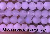 CTG832 15.5 inches 4mm faceted round tiny white moonstone beads