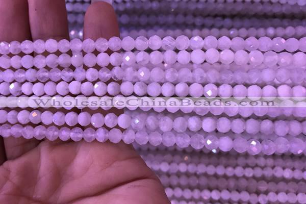 CTG833 15.5 inches 5mm faceted round tiny white moonstone beads