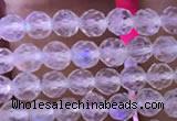 CTG835 15.5 inches 4mm faceted round tiny white moonstone beads