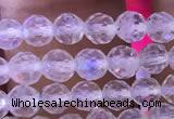 CTG836 15.5 inches 6mm faceted round tiny white moonstone beads