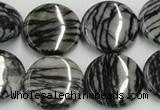 CTJ09 16 inches 20mm flat round black water jasper beads wholesale