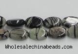 CTJ10 16 inches 8*12mm oval black water jasper beads wholesale