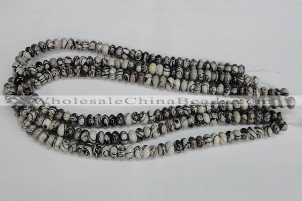 CTJ31 15.5 inches 5*10mm rondelle black water jasper beads wholesale