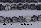 CTJ401 15.5 inches 6mm round matte black water jasper beads