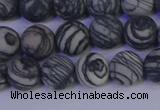 CTJ402 15.5 inches 8mm round matte black water jasper beads