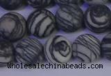 CTJ404 15.5 inches 12mm round matte black water jasper beads