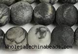 CTJ432 15 inches 8mm round matte black water jasper beads