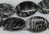 CTJ44 15.5 inches 18*25mm oval black water jasper beads wholesale