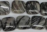 CTJ53 15.5 inches 18*18mm square black water jasper beads wholesale