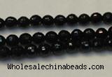 CTO107 15.5 inches 6mm faceted round natural black tourmaline beads