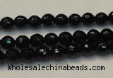 CTO108 15.5 inches 8mm faceted round natural black tourmaline beads