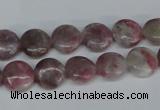 CTO202 15.5 inches 10mm flat round pink tourmaline gemstone beads