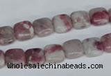 CTO207 15.5 inches 12*12mm square pink tourmaline gemstone beads