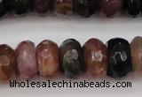 CTO378 15.5 inches 6*10mm faceted rondelle natural tourmaline beads