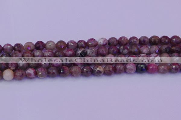 CTO612 15.5 inches 7mm faceted round tourmaline gemstone beads