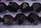 CTO648 15.5 inches 12mm faceted nuggets black tourmaline beads