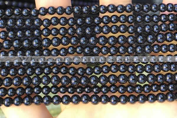 CTO710 15.5 inches 4mm round black tourmaline gemstone beads