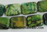 CTP10 15.5 inches 15*20mm rectangle yellow green pine gemstone beads