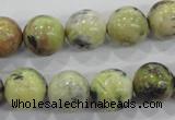 CTP105 15.5 inches 14mm round yellow pine turquoise beads wholesale