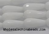 CTR105 15.5 inches 8*20mm faceted teardrop white porcelain beads