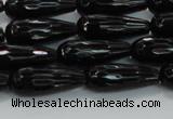 CTR109 15.5 inches 8*20mm faceted teardrop black agate beads