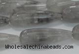 CTR131 15.5 inches 10*30mm faceted teardrop cloudy quartz beads